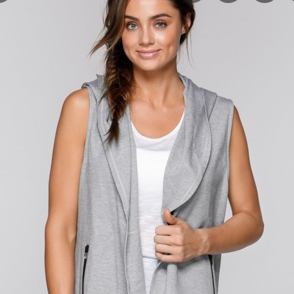 grey sleeveless jacket